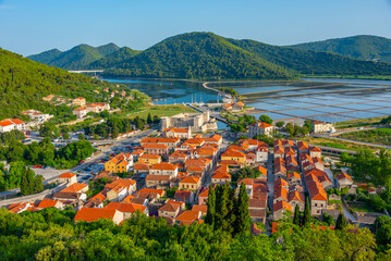 Aerial view of Croatian town Ston