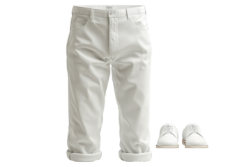 White pants and sneakers on a transparent background