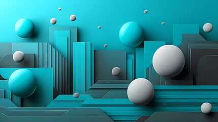 Abstract 3d geometric  textured turquoise color background,  for home decor, wall art, digital art print, wallpaper, background