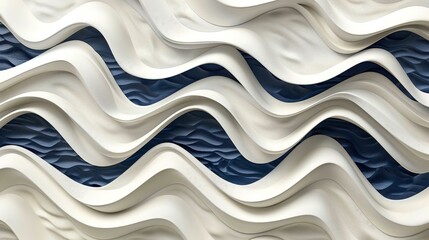 Abstract waves, navy and white nautical stripes, seaside resort ad