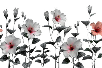 A white Hibiscus flowers on a transparent background