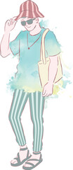 watercolor fashion man