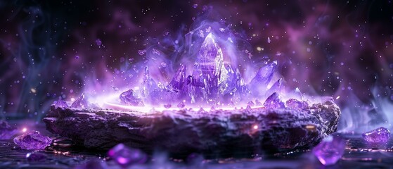 Abstract mystic, amethyst sparkle, magical aura, fantasy game UI