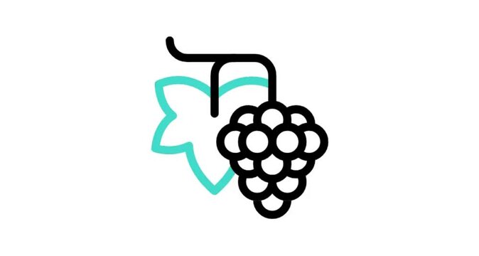illustration of a glass of wine icon animation video