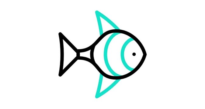 Fish icon animation video