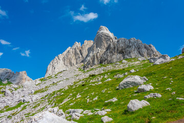 Panorama of Durmitor National park dominated by Bobotuv Kuk mountain, Montenegro