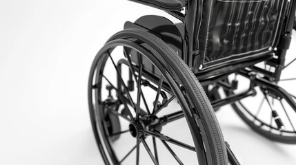 Fototapeta na wymiar close up wheelchair on white background realistic photo 