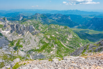 Panorama of Durmitor National park dominated by Bobotuv Kuk mountain, Montenegro