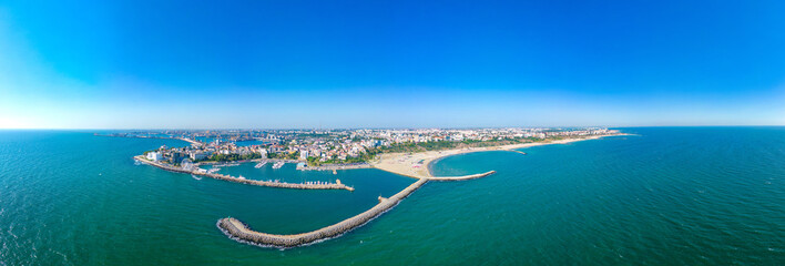 Panorama view of seaside promenade in Romanian town Constanta