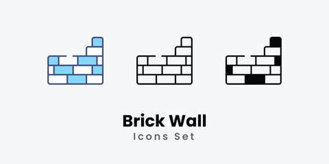 Brick Wall Icons symbol vector elements for infographic web stock illustration.