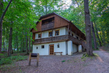Historical houses at Astra ethnography museum in Sibiu, Romania