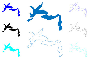 Lake Lucerne(Swiss Confederation, Switzerland) map vector illustration, scribble sketch lago dei Quattro Cantoni or Vierwaldstättersee map