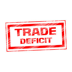scratched rubber stamp with text TRADE DEFICIT,illustration