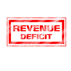 scratched rubber stamp with text REVENUE DEFICIT ,illustration