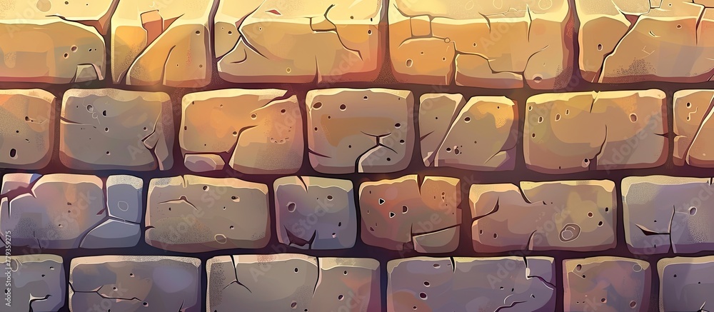 Poster a detailed closeup of a brick wall showcasing the intricate pattern and texture created by rectangul