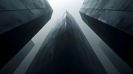Captivating Monochrome Cityscape A Surreal Architectural Masterpiece in the Depths of the Cartoon Universe