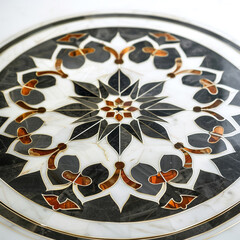 Marble Inlay Tabletop Elegance, marble inlay art on a tabletop