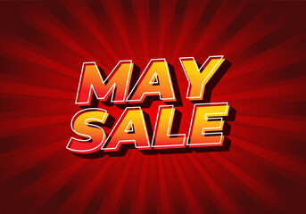 May sale. Text effect in 3 dimensions style and eye catching colors