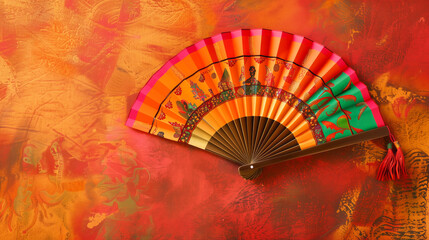 Paper Hand Fan with Traditional Patterns
