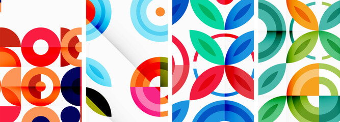 Obraz premium Circles and rings geometric backgrounds. Posters for wallpaper, business card, cover, poster, banner, brochure, header, website