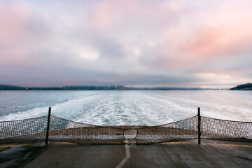 sunrise over the sea washington state ferry