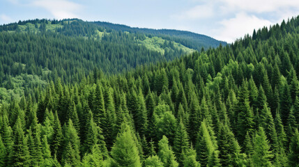 Obraz premium green forest in the mountains.