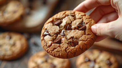 Hand-Held Chewy Chocolate Chip Cookie, Freshly Baked