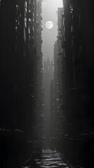 Shadowy Alleyway in the Heart of a Bustling Metropolis Hiding Secrets of Corruption and Intrigue