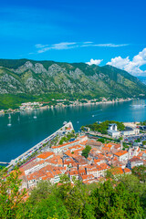 Panorama view of Kotor from Giovanni fortress in Montenegro