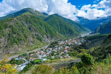 Panorama view of Ilisu village in Azerbaijan