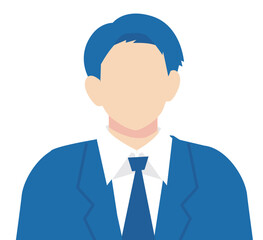 真面目そうな紺色スーツの男性のバストアップ