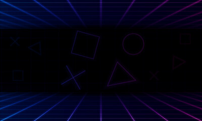 Abstract Game Light out technology and with neon horizontal checkered surface Light of technology background Hitech communication concept innovation background, vector design