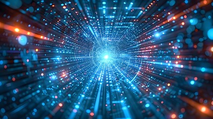 Obraz premium Abstract technology background of high speed international global data transfer, ultra fast efficient broadband and secure connection, digital cyber tech motion. For Design, Background, Cover, Poster