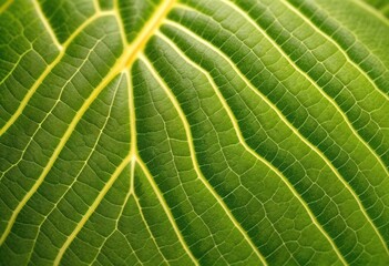 Lush Green Leaf Veins in Symmetrical Texture