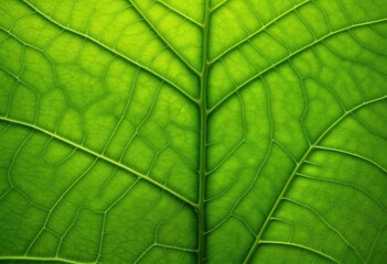 Lush Green Leaf Veins in Symmetrical Texture