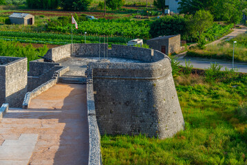 Fototapeta na wymiar Fortification walls of Croatian town Ston