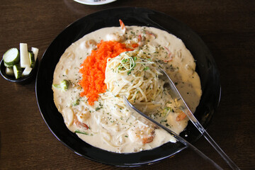 날치알 크림 파스타