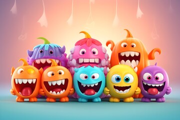 Fototapeta premium A group of monsters that are in a pile