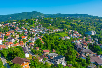Fototapeta na wymiar Panorama view of Jajce town in Bosnia and Herzegovina