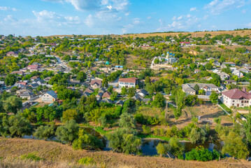 Fototapeta na wymiar Panorama view of Trebujeni village in Moldova