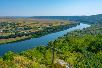 Panorama view of Dniester river between Moldova and Ukraine