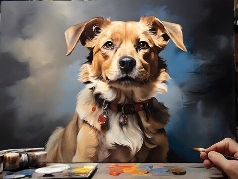 Puppy painted with oil paints| Animal oil paint | Dog puppy oil paint art