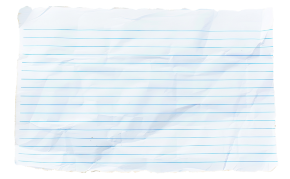 Lined paper sheet isolated on transparent background