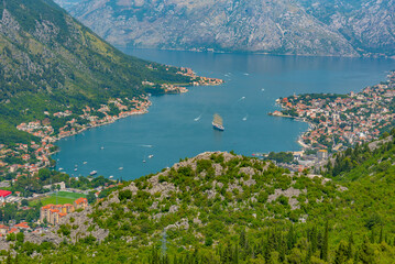 Panorama of Boka Kotorska bay in Montenegro