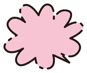 雲形吹き出し　パステル　破線　ピンク