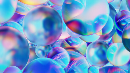 Translucent Glass Spheres Abstract Background 3d render