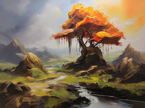 Environment painted with oil paints | Landscape Oil paint| Environment oil art