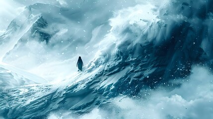 Sailboat amidst stormy seas, battling the towering waves. Dramatic ocean scene capturing nature's fury. Ideal for adventure themes. AI