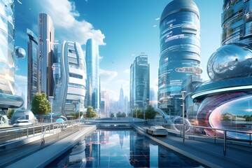 Dynamic and futuristic city skyline