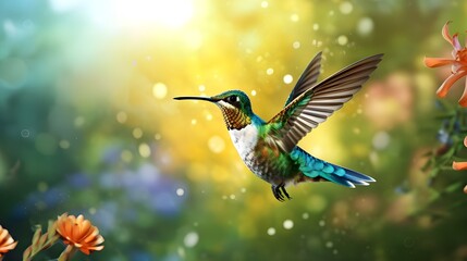Fototapeta premium Close Up of a Vibrant Hummingbird in Flight